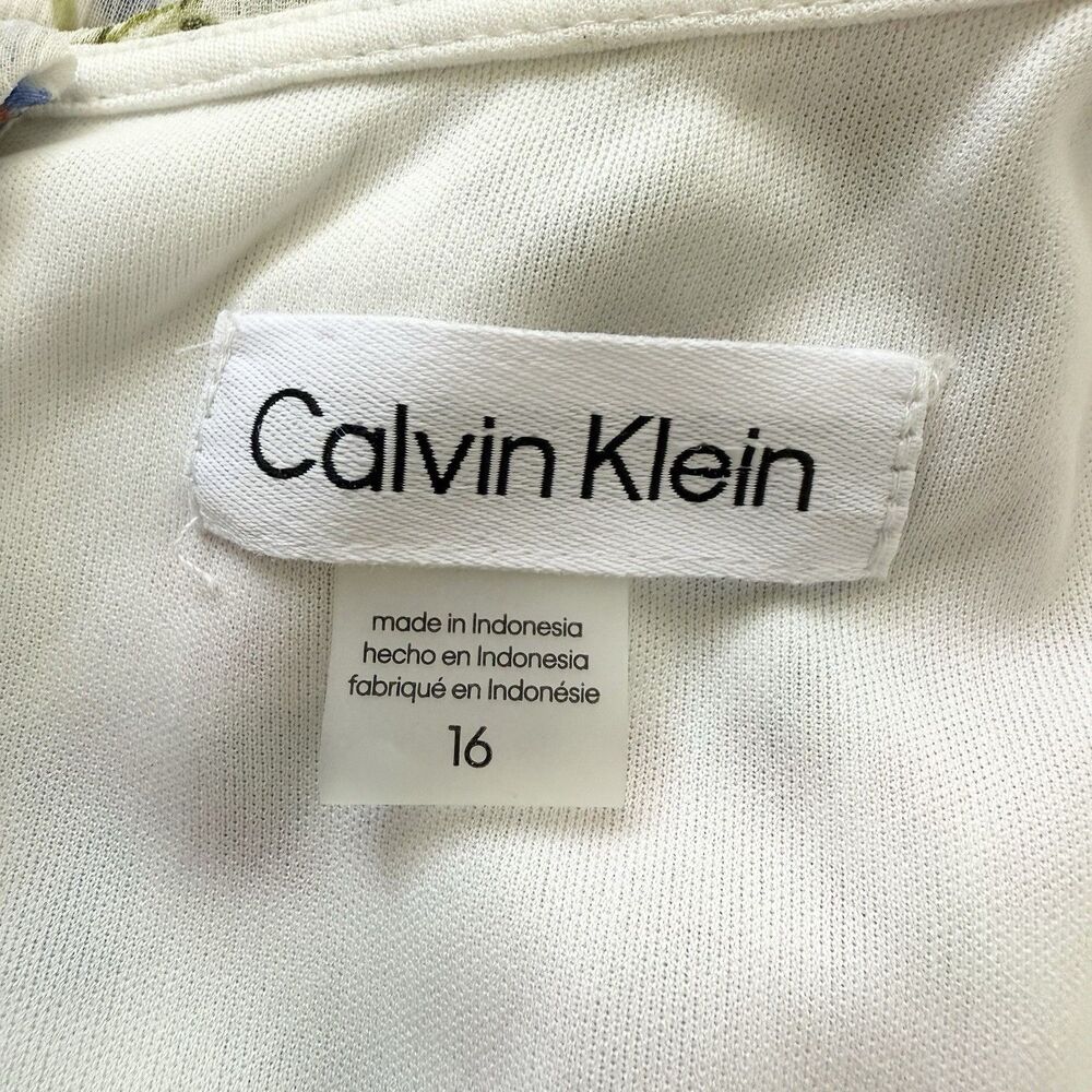 Calvin Klein Floral Flutter Sleeve Maxi Dress White Multicolor Size 16 - Picture 7 of 11